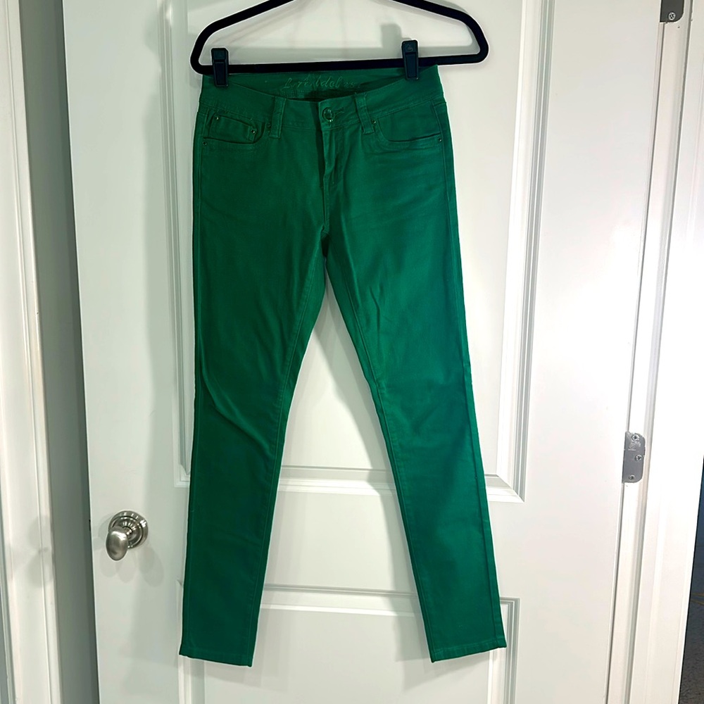 Bright green jeans. Perfect for St Patty’s Day